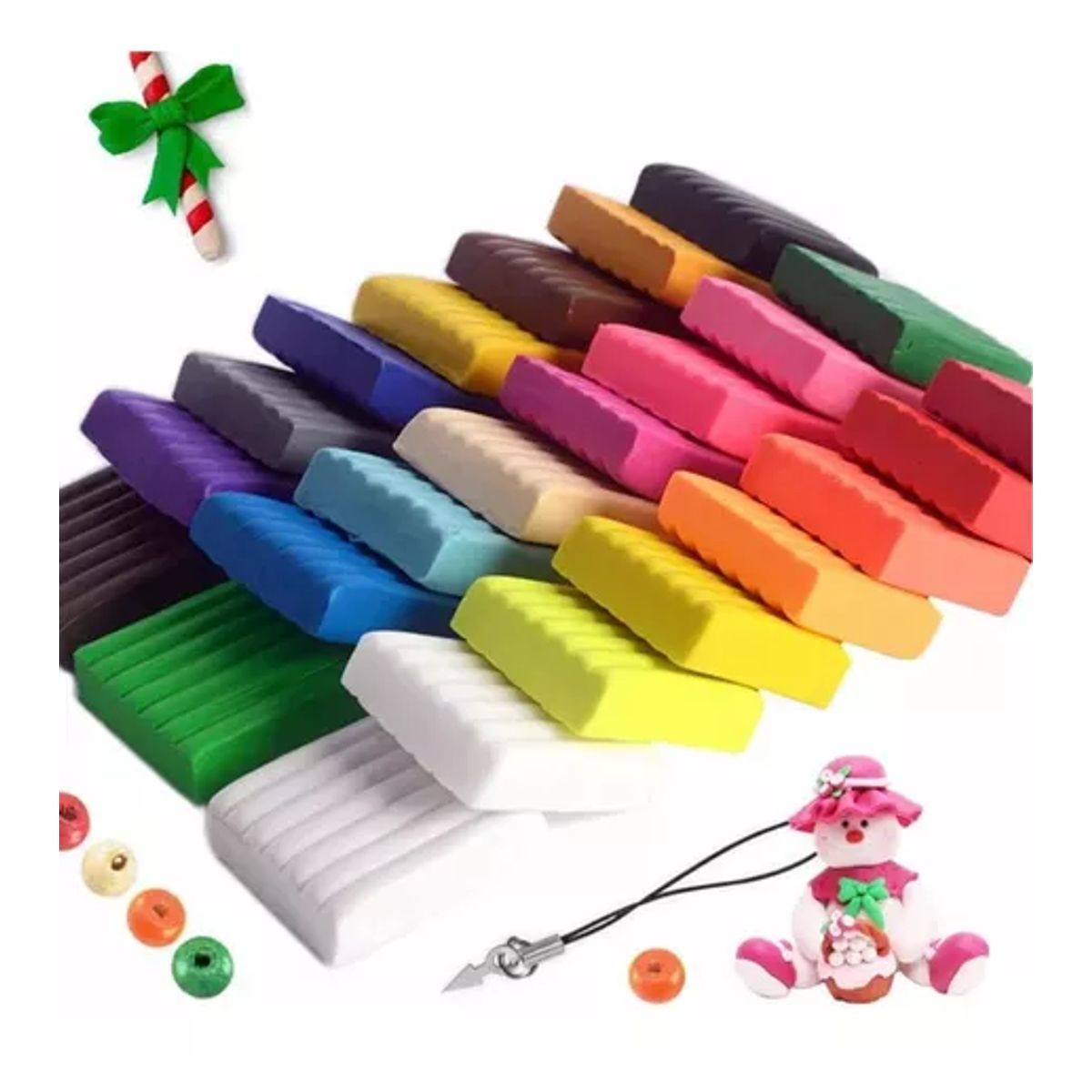 GENERICO - Kit De Inicio De Arcilla Polimérica No Tóxica De 24 Colores