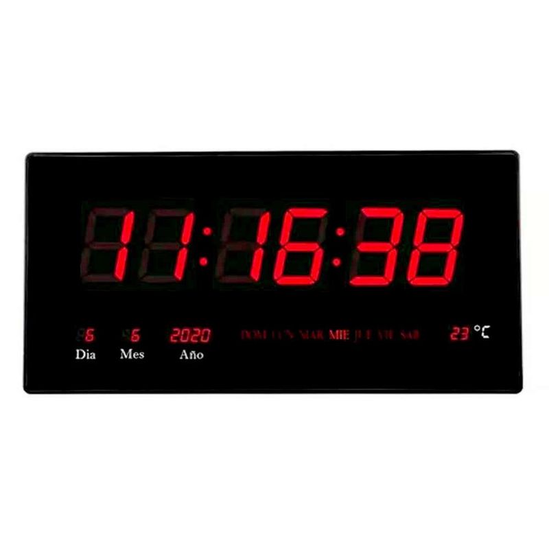 GEN - Reloj Digital Luz Led Pared Mural Iluminado Oficina Living - Negro
