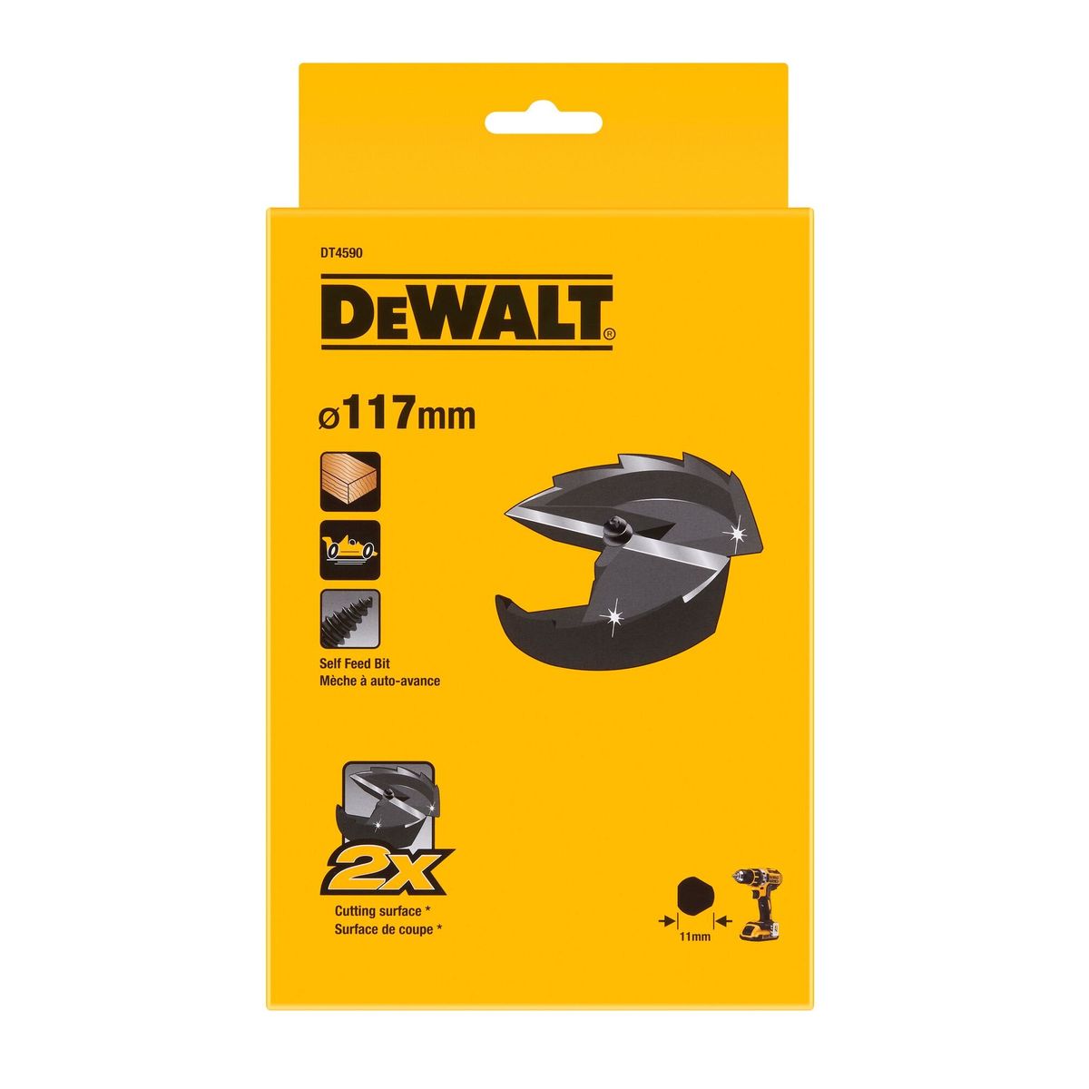 Broca auto-perforante para madera 117mm DEWALT DT4590-QZ, marca DEWALT - Foto 2