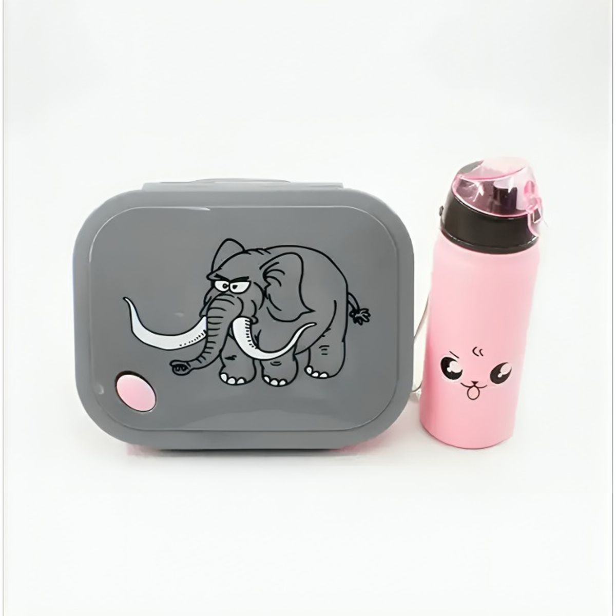 OEM - Taper Lonchera Para Comida Niños + Botella ROSADO