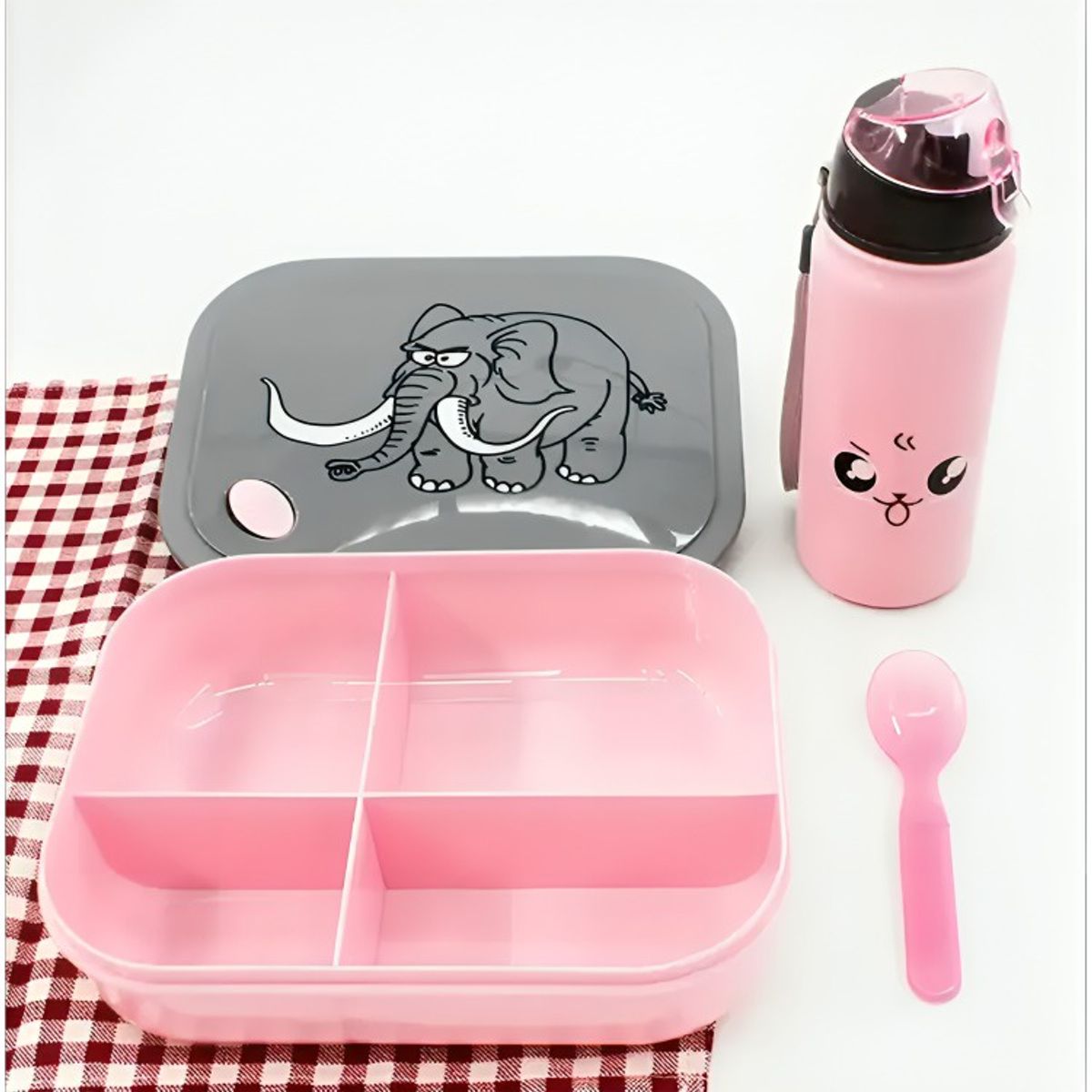 OEM - Taper Lonchera Para Comida Niños + Botella ROSADO