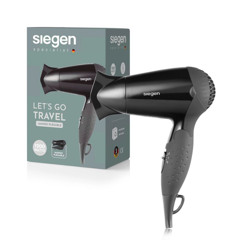 SIEGEN - Secador de Pelo Siegen Lets go Travel Negro SG3005 1200Watts