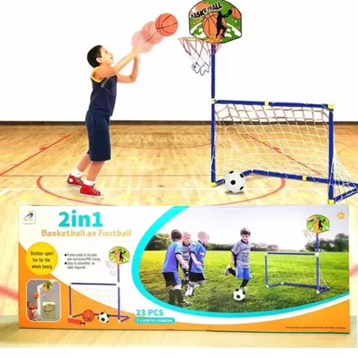 GENERICO - Cancha De Fútbol Portería Para Niños 2en1 Aro De Basketball