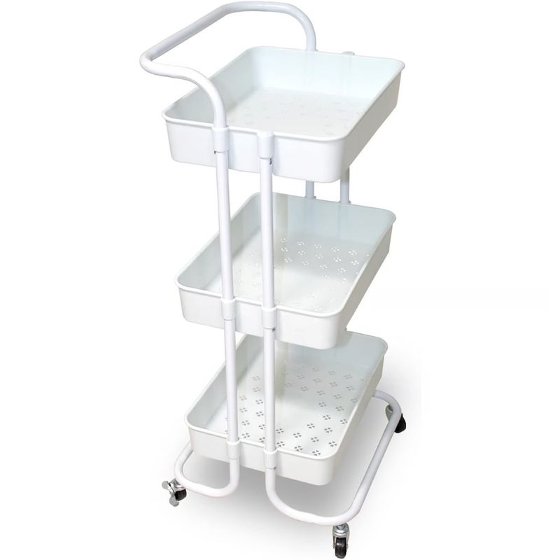 GENERICO - Carrito Organizador Metalico De 3 Niveles Con Ruedas