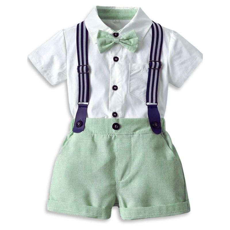 JUMP KIDS - Conjunto de Vestir corbatín y Pantalon Corto Niño 6 Mes a 2 años Green