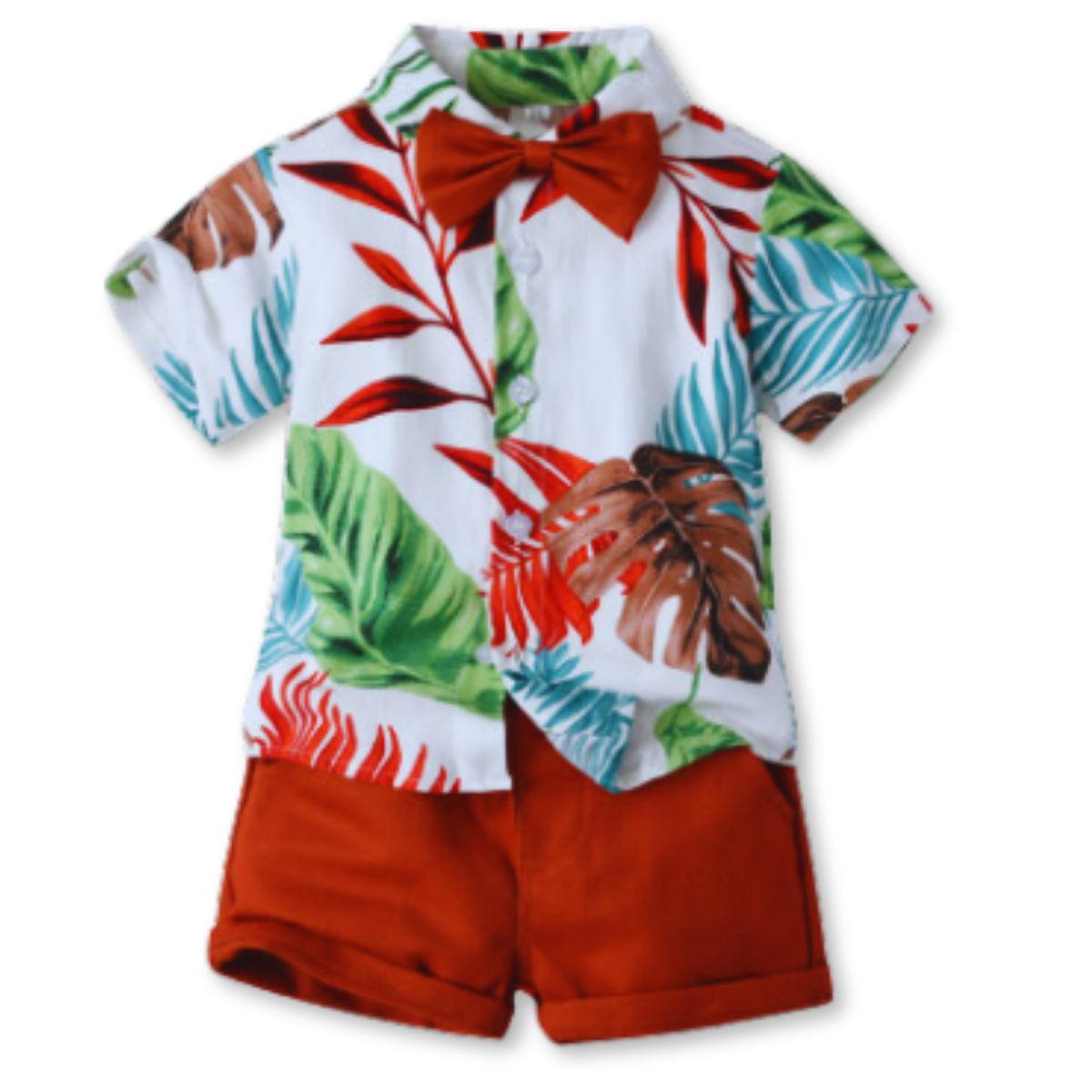 JUMP KIDS - Conjunto de Vestir Hawaiano Manga Corta Niño 1 a 5 Años Rojo Hawaiano