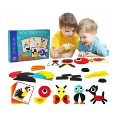 JUGUETON - Juego Didáctico Madera Puzzle 63 Figuras Geométricas