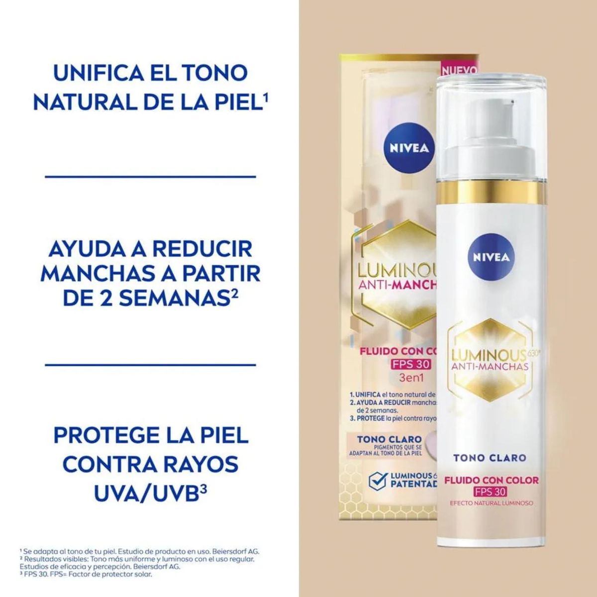 NIVEA - NIVEA Luminous630® Fluido Anti-Manchas Tono Claro 40ml