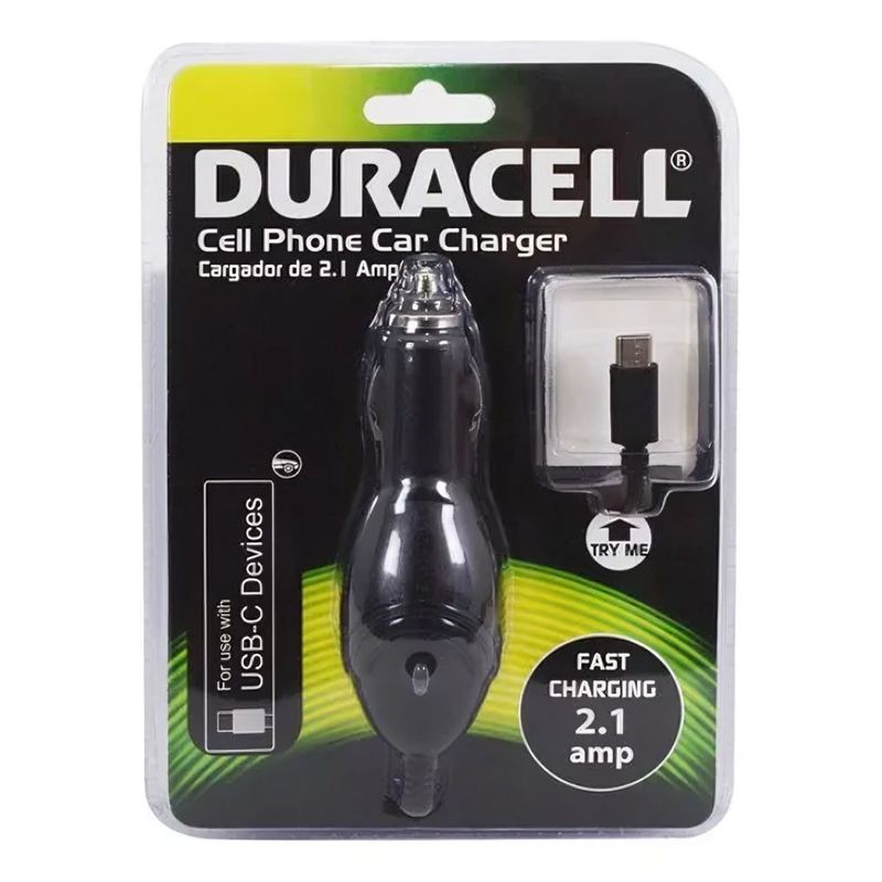 DURACELL - CARGADOR AUTO CON CABLE21 A USB- C DURACELL DU6193