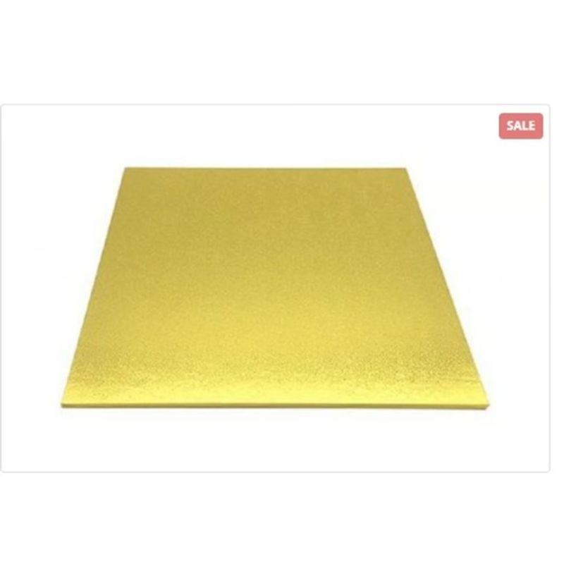 GENERICO - Base De Madera R 20x25cm Cuadrada Dorada Reposteria