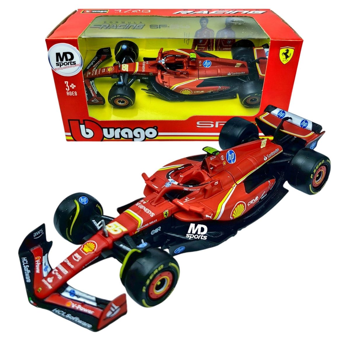 BBURAGO - Auto F1 Ferrari SF-24 2024 #55 Carlos Sainz Caja Normal 1:43