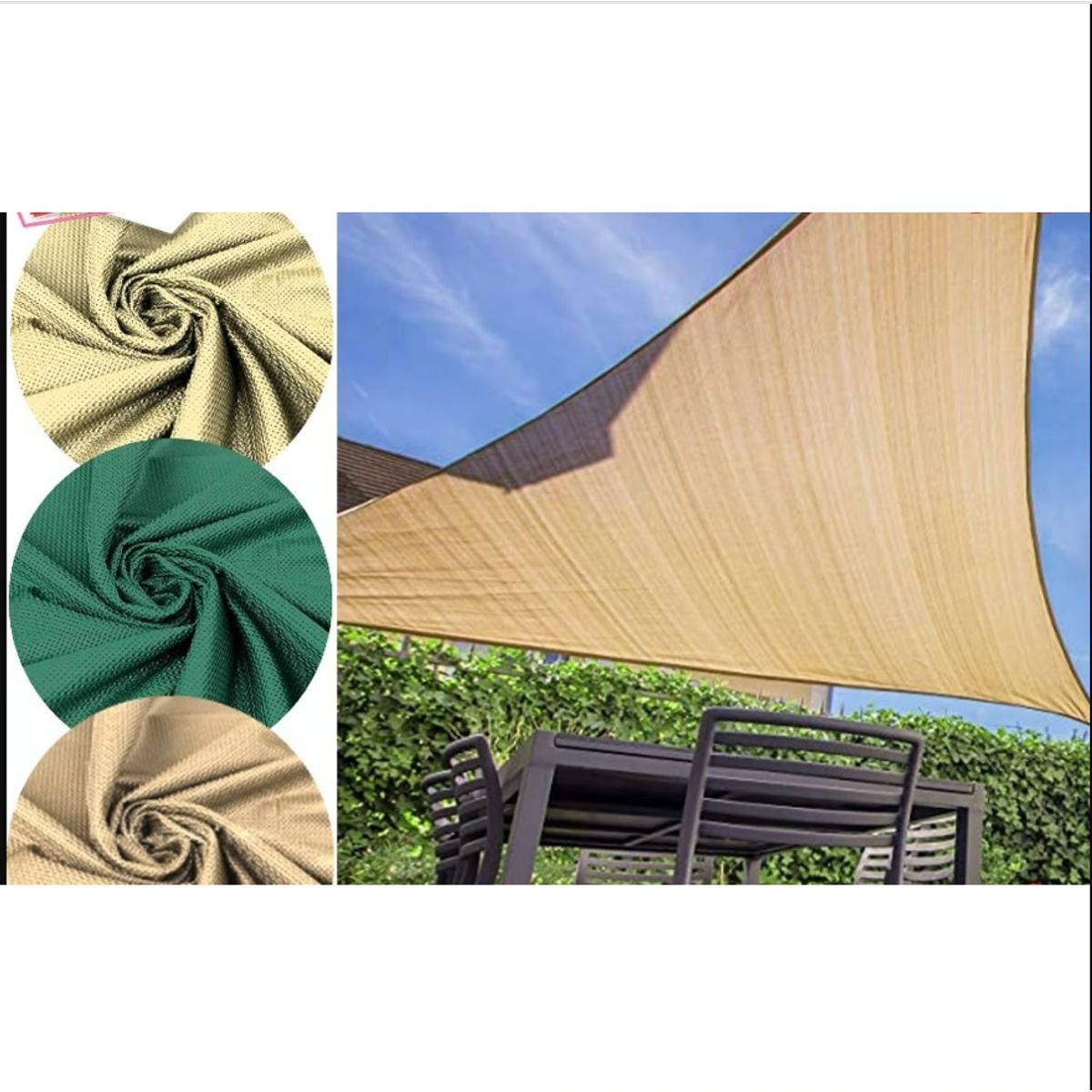GENERICO - Toldo Vela Parasol Triangular 5x5x5 Malla Reychel