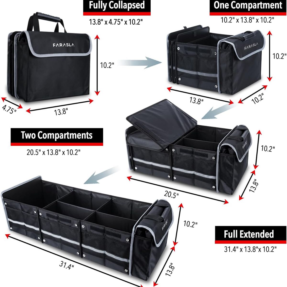 EVERSO - Organizador De Maletero Auto Bolsa Caja Térmica Plegable