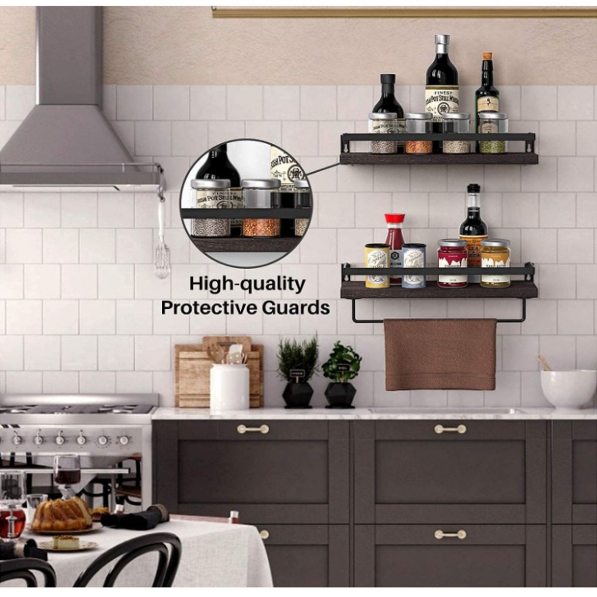 KUANGYE - X2 Kit Repisas Flotantes Montaje En Pared Para Baño Y Cocina