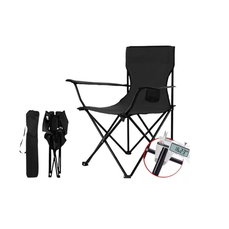 GENERICO - Silla De Playa Camping Plegable Con Portavaso Negro