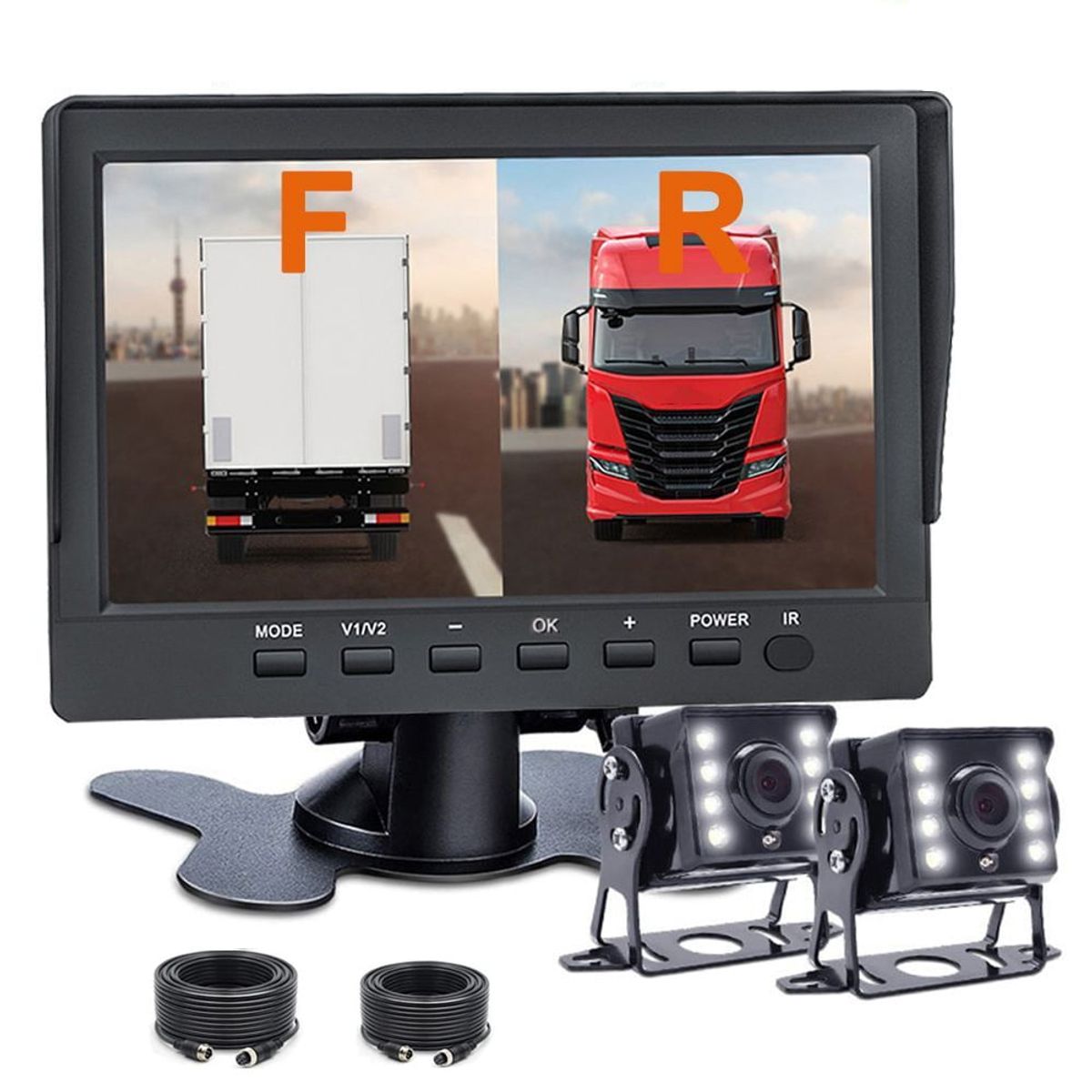 KUANGYE - Kit Dvr Con Pantalla 7 Pulgadas Con 2 Camaras Para Camion