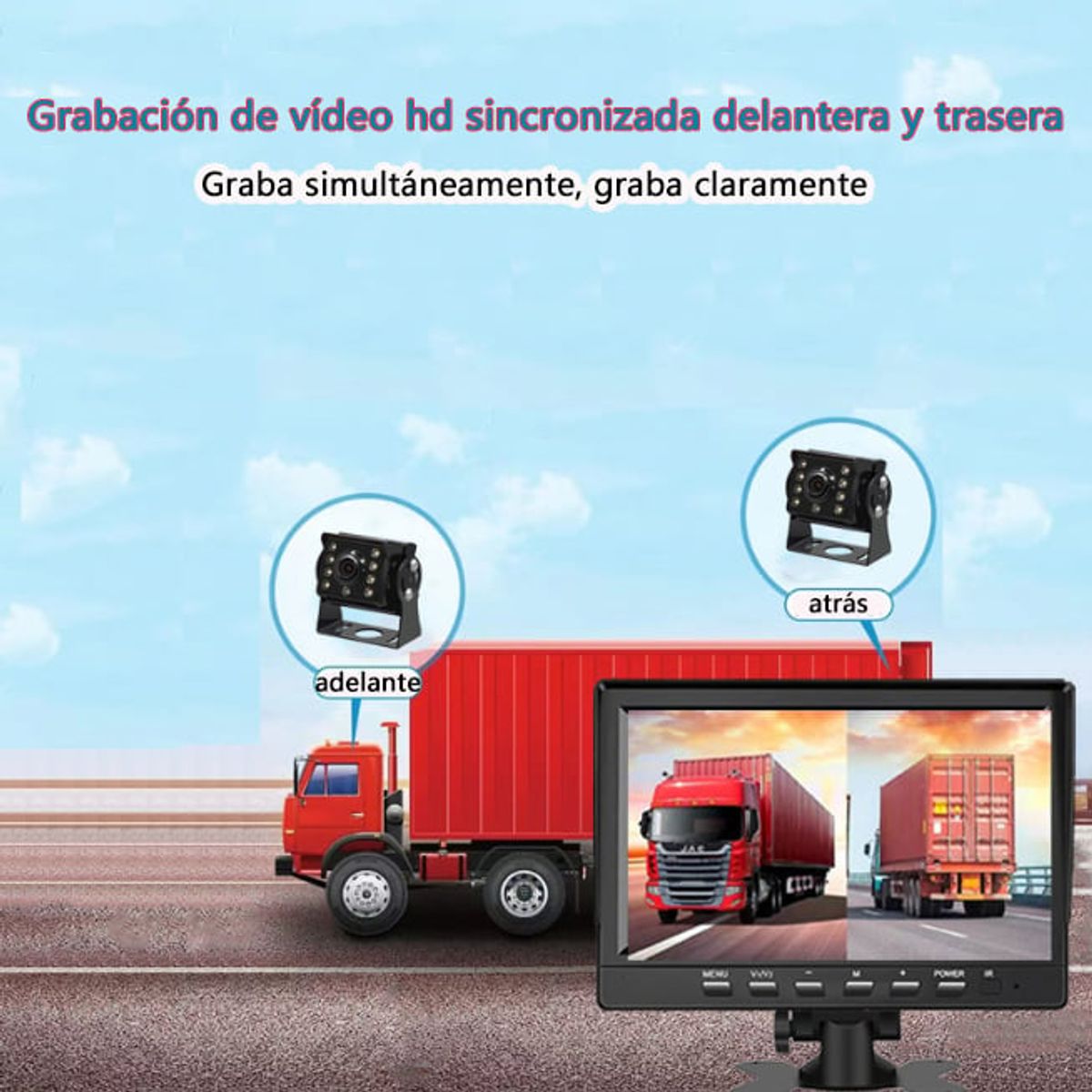 KUANGYE - Kit Dvr Con Pantalla 7 Pulgadas Con 2 Camaras Para Camion