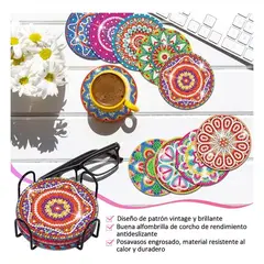 GENERICO - Kit de 10 posavasos de pintura diamante 5D 10 cm