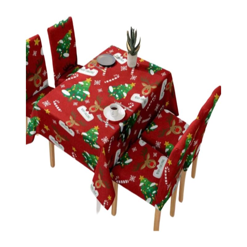 GENERICO - Mantel y Fundas de Sillas Navidad 7 Piezas Decoración 31O5