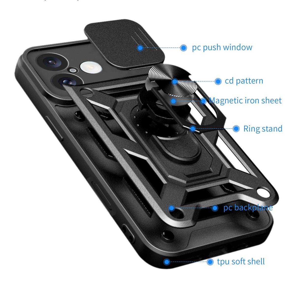 GENERICO - Carcasa Reforzada Con Cubre Cámara Para iPhone 16