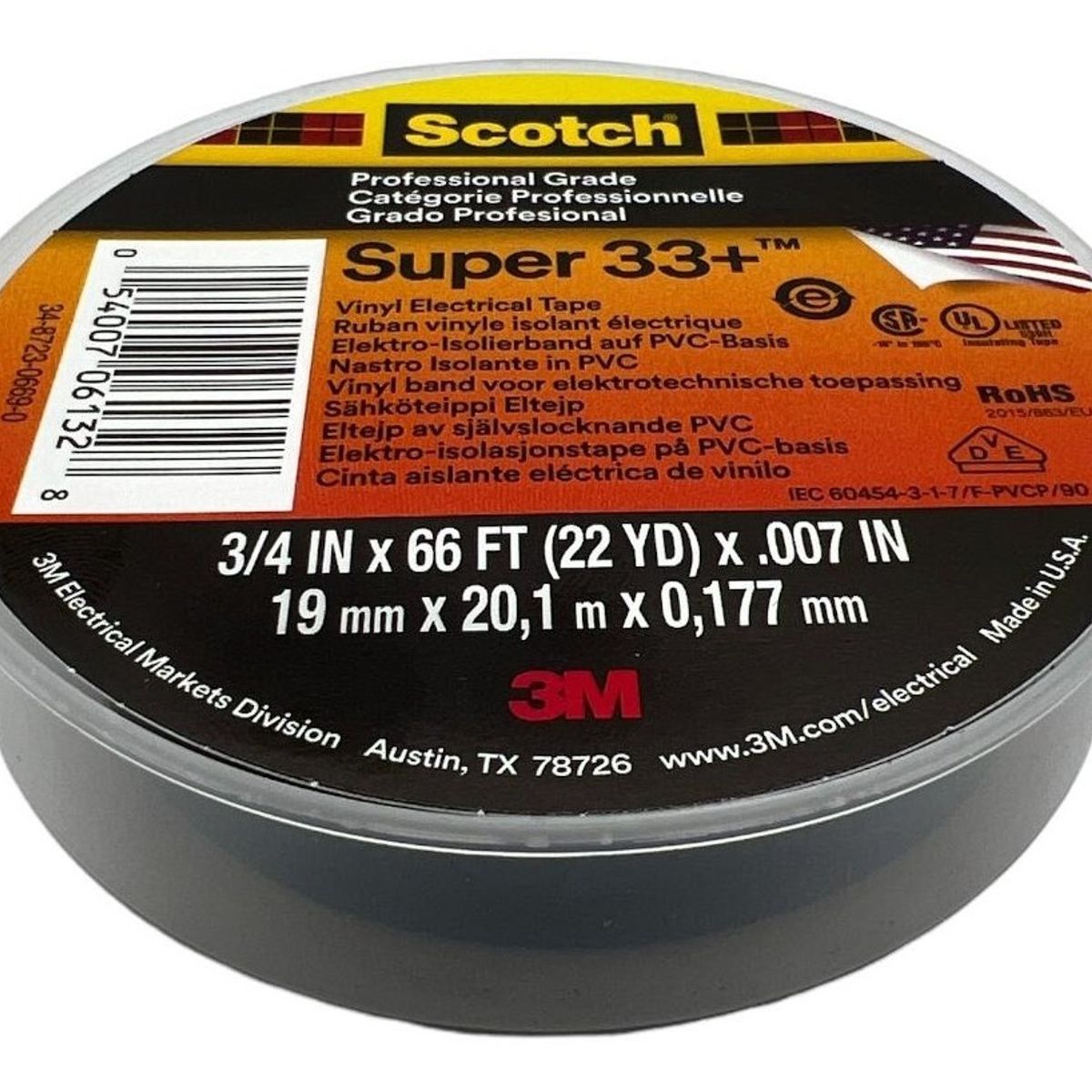3M - Cinta Aislante  Huincha Aisladora 3m Super 33+ 19mm X 20mt