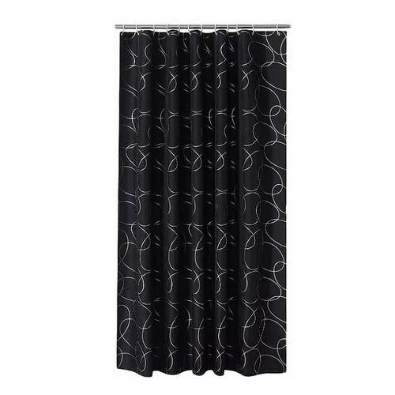 GENERICO - Cortina de Baño Impermeable 180x180 cm de Poliéster Negro