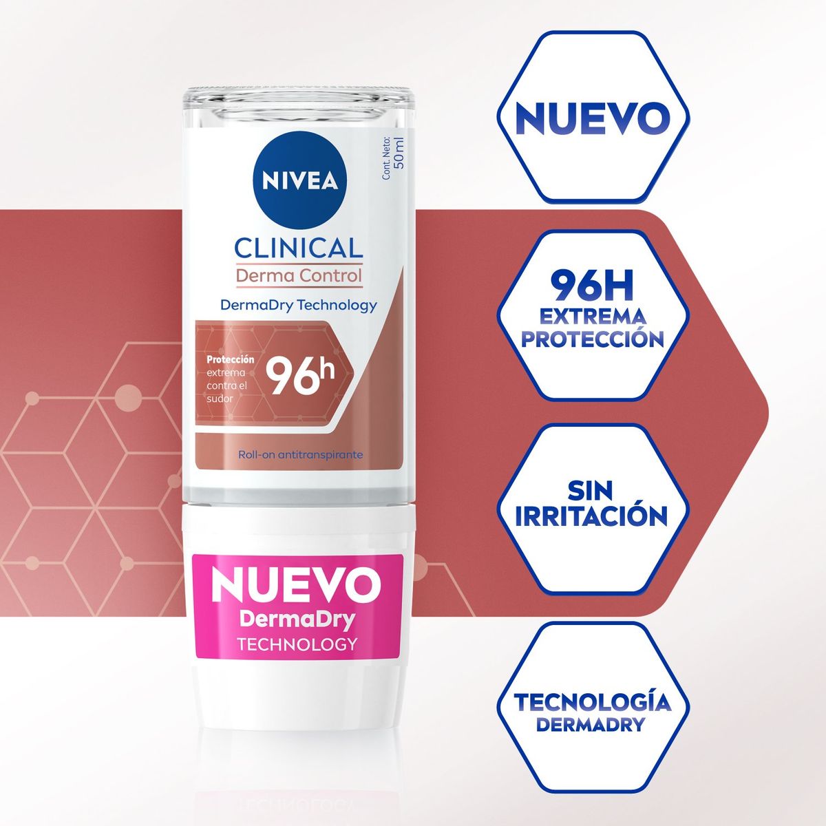 NIVEA - NIVEA Clinical Antitranspirante Roll on femenino 50ml