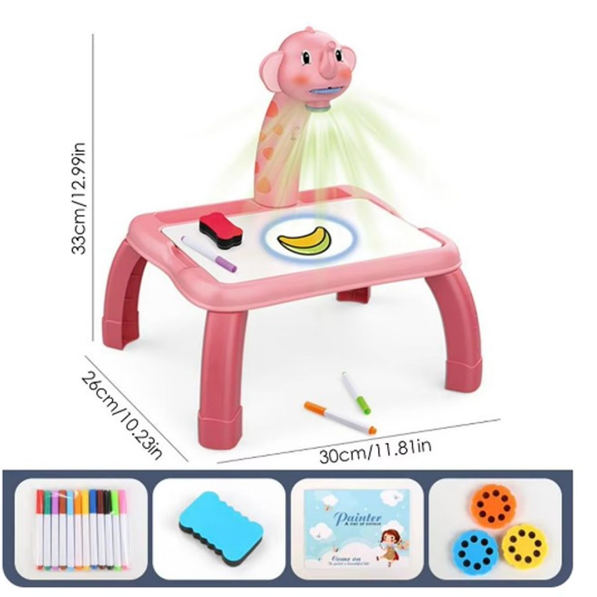 GENERICO - Mini Mesa De Arte Niños Dibujo Didáctica Elephant Proyector Azul