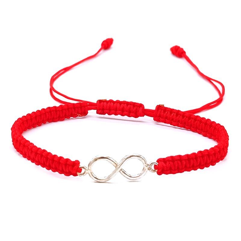 GENERICO - Pulsera Infinito Plata Ajustable - Pulsera Amuleto Hilo Rojo