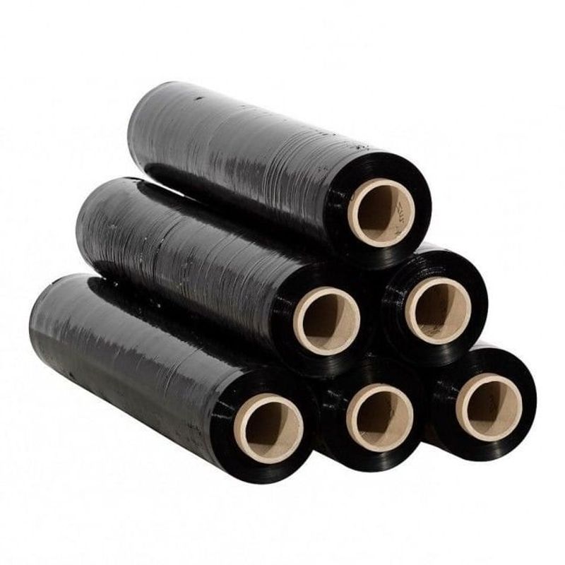 GENERICO - Pack 6 Rollos Stretch Film Negro 15KG 300m Largo