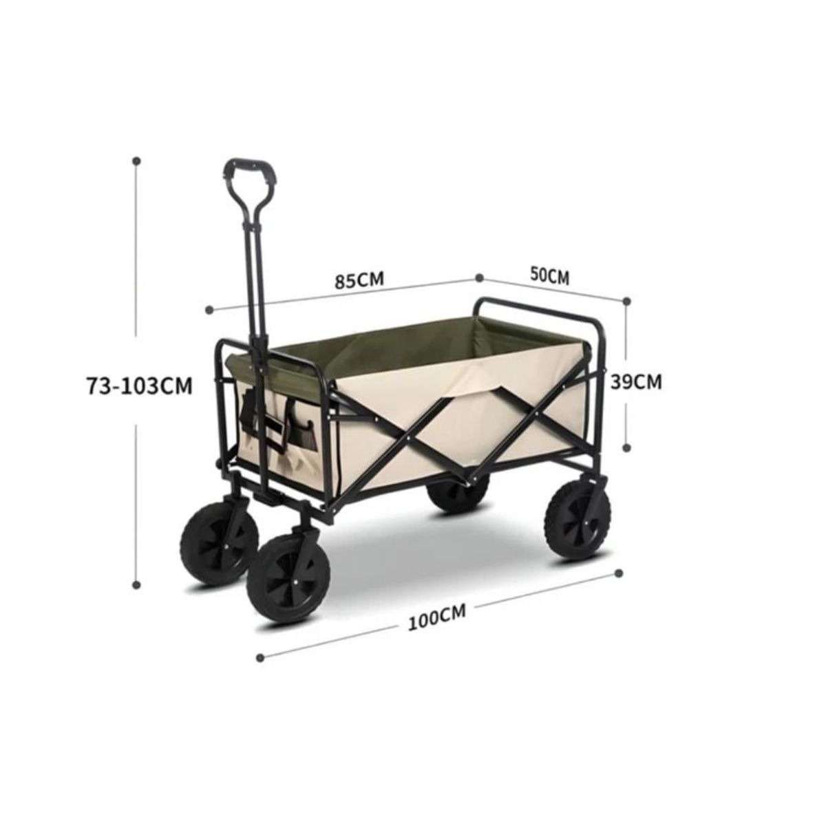 GENERICO - Carrito Plegable Organizador Camping Carga Grande Beige