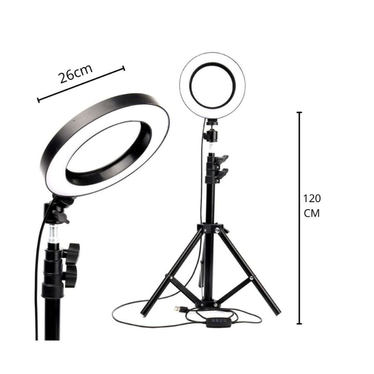 GENERICO - Aro Luz Led 26cm Con Trípode 2mts Fotografia Portatil