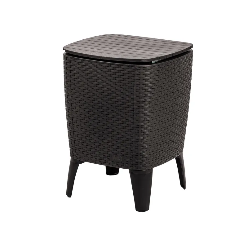 QRUBBER - Mesa Cooler Capri Tipo Rattán Marrón Terraza MQ QRubber