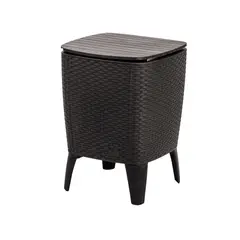 QRUBBER - Mesa Cooler Capri Tipo Rattán Marrón Terraza MQ