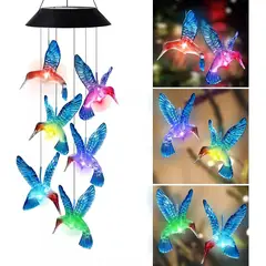 GENERICO - Lámpara Colgante Solar de Jardín Colibrí LED Multicolor