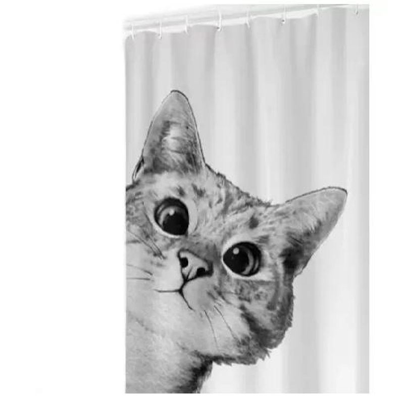 GENERICO - Cortina de baño y ducha tela impermeable gato
