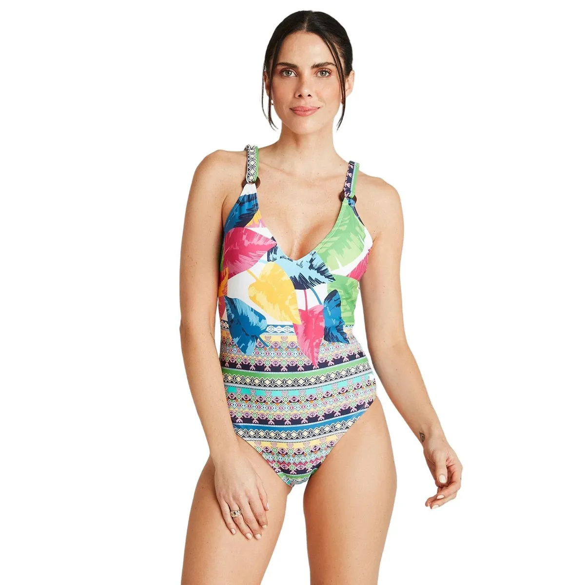 CURVI - Traje De Baño 1 Pieza Estampado Crudo