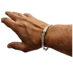 GENERICO - Pulsera Hombre Exclusiva Ojo De Tigre Plata 925