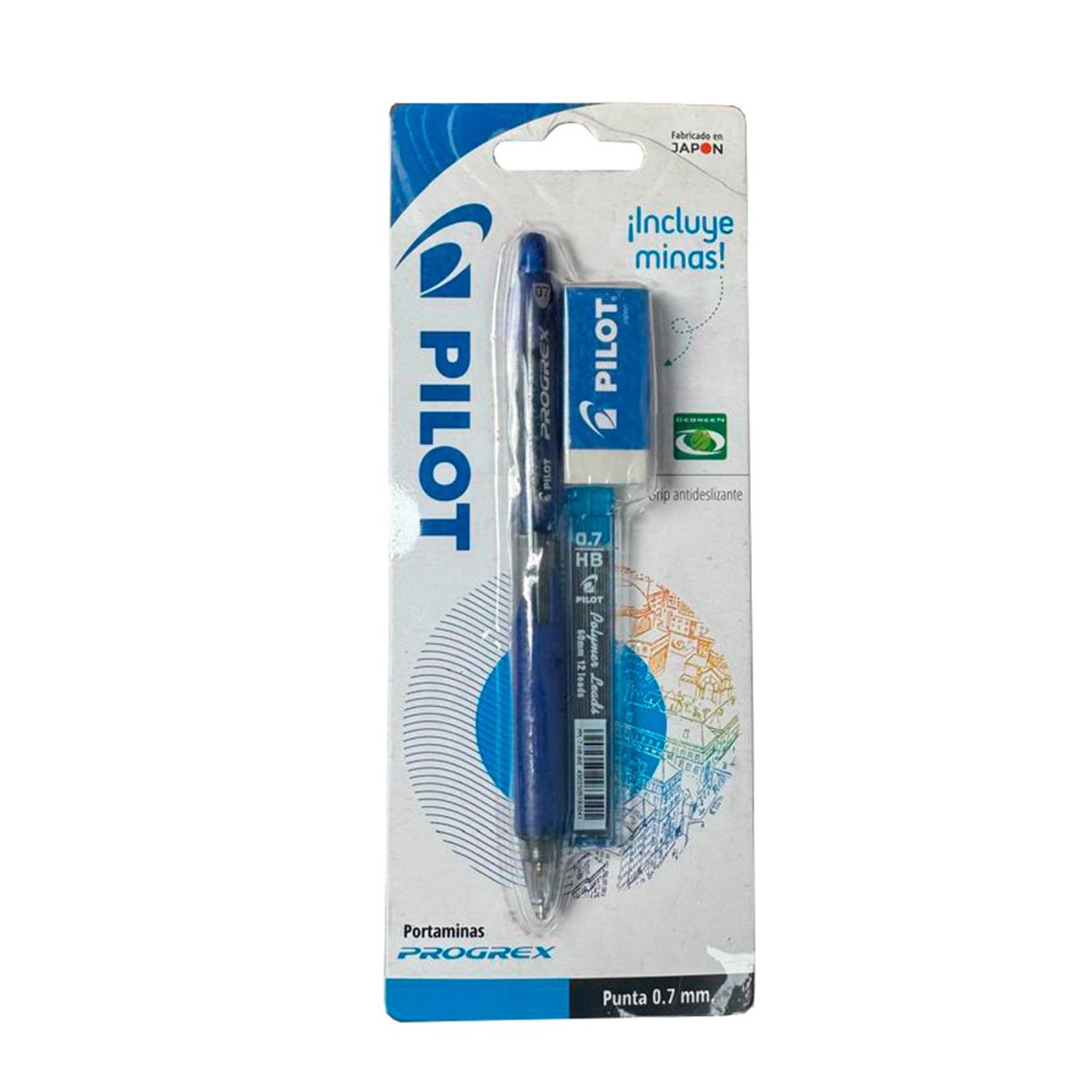 PILOT - Portaminas Progrex Azul +minas 07mm + Borrador Pilot