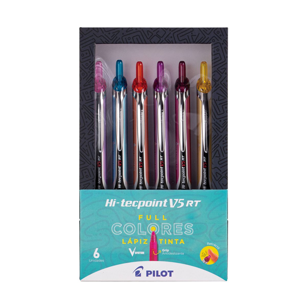 PILOT - Set 6 lápices Tinta Hi-Tecpoint Grip 05mm Pilot