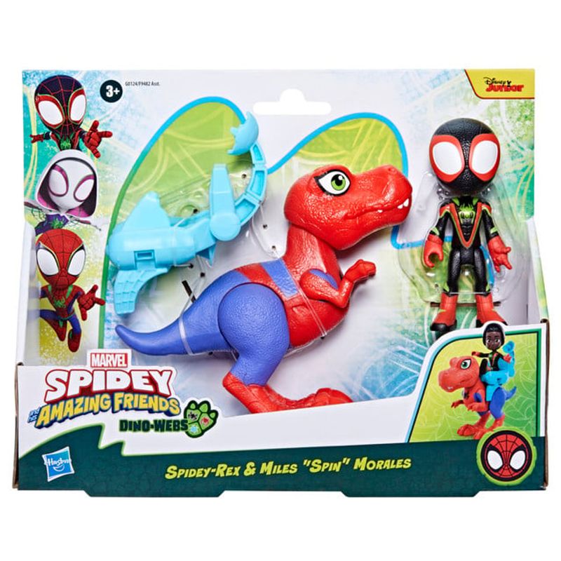 MARVEL - Figura de Acción Spidey & His Amazing Friends Dino- Webs Spidey-Rex y Miles “Spin” Morales