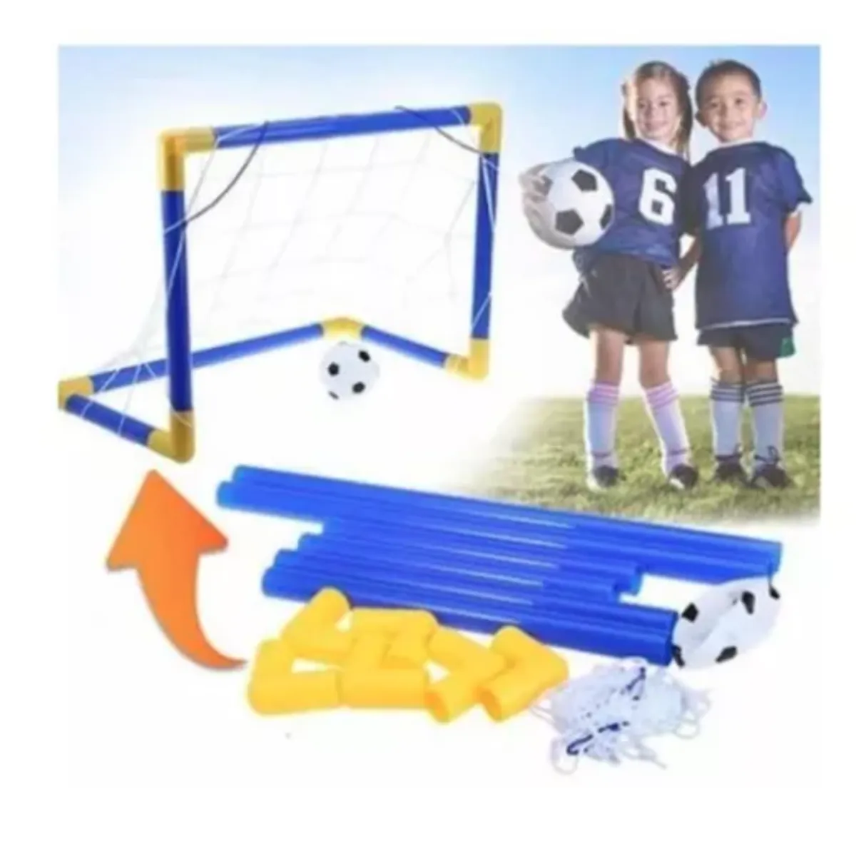 GENERICO - Set Arco Fútbol Niños Xl + Balón + Bombín Juguetes