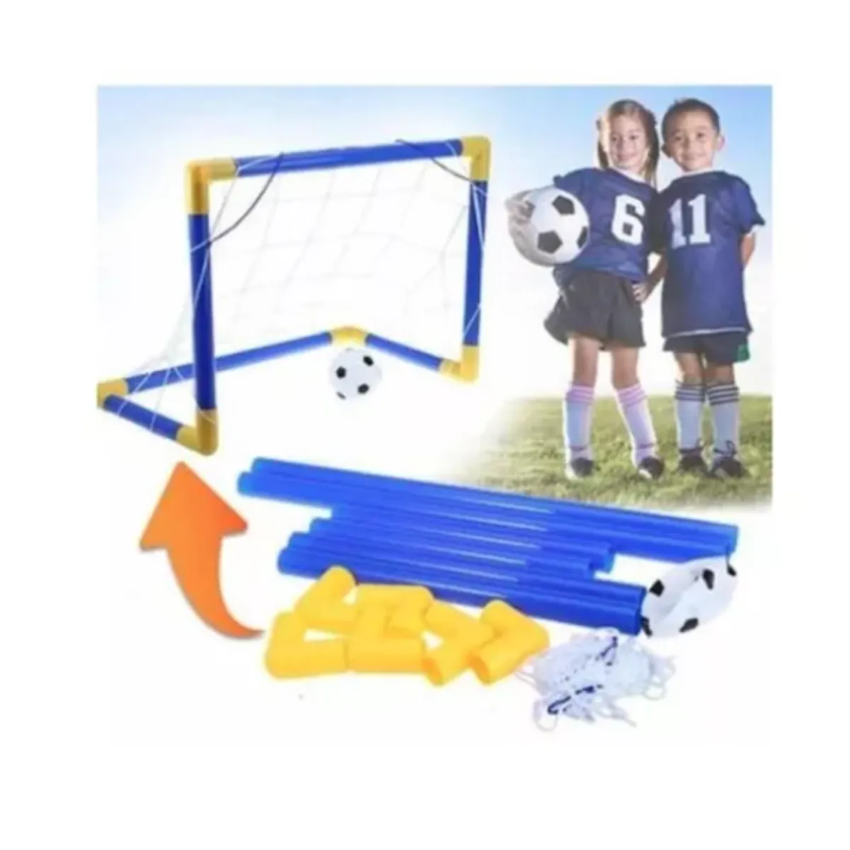 GENERICO - Set Arco Fútbol Niños Xl + Balón + Bombín Juguetes