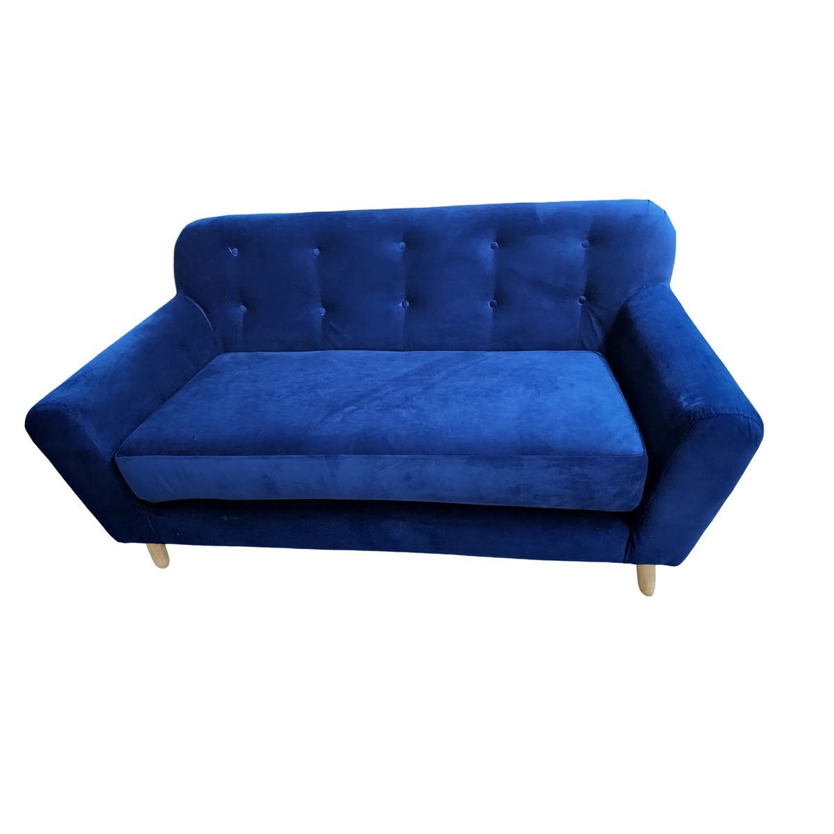 MUEBLES NEW - SOFA NEW DOS CUERPOS AZUL FELPA