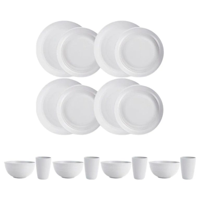 Juego Vajilla de 16 Piezas Plastico - Blanco