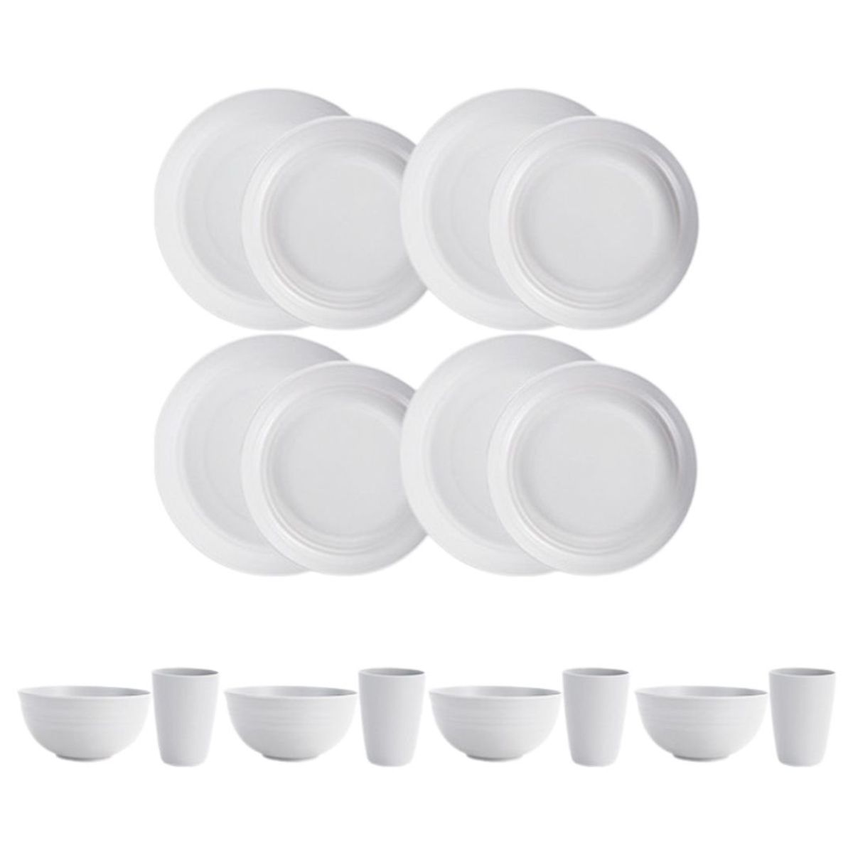 CRUSEC - Juego Vajilla de 16 Piezas Plastico - Blanco