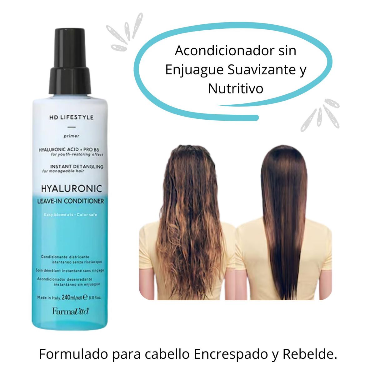 FARMAVITA - Acondicionador Desenredante HD Life Style Hialuronico 240ml Nutritivo