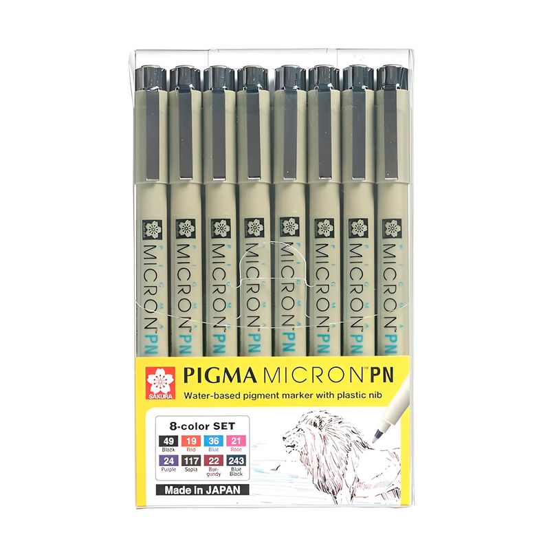 SAKURA - Set 8 Tiralíneas Colores PN Plastic Nib