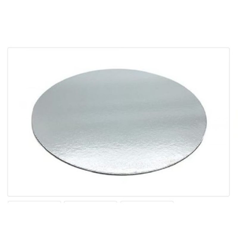 GENERICO - Base De Carton 35cm14in Redonda Plateada Reposteria