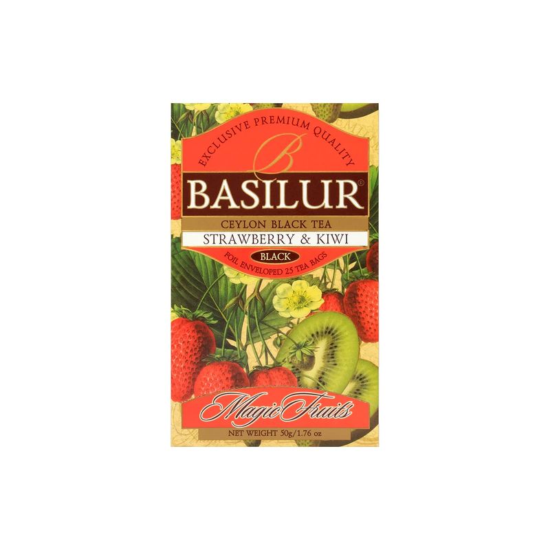 BASILUR - Té Negro con Frutillas y Kiwy - 25 Bolsas - Basilur